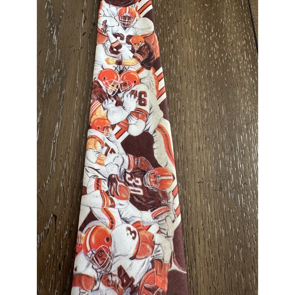 Vintage Ralph Marlin Tie Cleveland Browns 1990 Orange Brown Team Stripes - Picture 5 of 9